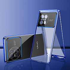 Coque Rebord Bumper Luxe Aluminum Metal Miroir 360 Degres Housse Etui Aimant pour Vivo X Note Bleu