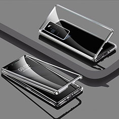 Coque Rebord Bumper Luxe Aluminum Metal Miroir 360 Degres Housse Etui Aimant pour Vivo Y73 (2021) Argent
