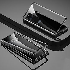 Coque Rebord Bumper Luxe Aluminum Metal Miroir 360 Degres Housse Etui Aimant pour Vivo Y73 (2021) Noir