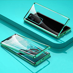 Coque Rebord Bumper Luxe Aluminum Metal Miroir 360 Degres Housse Etui Aimant pour Vivo Y73 (2021) Vert