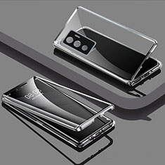 Coque Rebord Bumper Luxe Aluminum Metal Miroir 360 Degres Housse Etui Aimant pour Vivo Y75 4G Argent