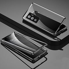 Coque Rebord Bumper Luxe Aluminum Metal Miroir 360 Degres Housse Etui Aimant pour Vivo Y75 4G Noir