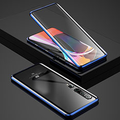 Coque Rebord Bumper Luxe Aluminum Metal Miroir 360 Degres Housse Etui Aimant pour Xiaomi Mi 10 Bleu