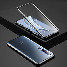 Coque Rebord Bumper Luxe Aluminum Metal Miroir 360 Degres Housse Etui Aimant pour Xiaomi Mi 10 Pro Noir