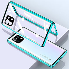 Coque Rebord Bumper Luxe Aluminum Metal Miroir 360 Degres Housse Etui Aimant pour Xiaomi Mi 11 Lite 4G Vert