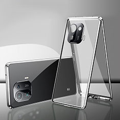 Coque Rebord Bumper Luxe Aluminum Metal Miroir 360 Degres Housse Etui Aimant pour Xiaomi Mi 11 Pro 5G Argent