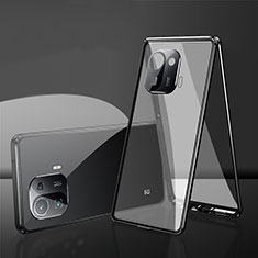 Coque Rebord Bumper Luxe Aluminum Metal Miroir 360 Degres Housse Etui Aimant pour Xiaomi Mi 11 Pro 5G Noir