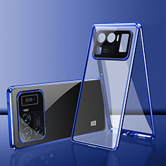 Coque Rebord Bumper Luxe Aluminum Metal Miroir 360 Degres Housse Etui Aimant pour Xiaomi Mi 11 Ultra 5G Bleu