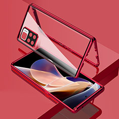 Coque Rebord Bumper Luxe Aluminum Metal Miroir 360 Degres Housse Etui Aimant pour Xiaomi Mi 11i 5G (2022) Rouge