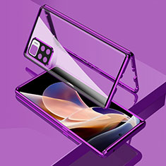 Coque Rebord Bumper Luxe Aluminum Metal Miroir 360 Degres Housse Etui Aimant pour Xiaomi Mi 11i 5G (2022) Violet