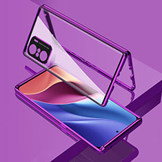 Coque Rebord Bumper Luxe Aluminum Metal Miroir 360 Degres Housse Etui Aimant pour Xiaomi Mi 11i 5G Violet