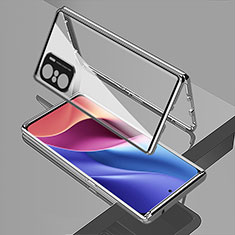 Coque Rebord Bumper Luxe Aluminum Metal Miroir 360 Degres Housse Etui Aimant pour Xiaomi Mi 11X 5G Argent