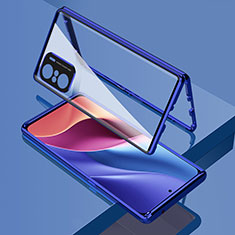 Coque Rebord Bumper Luxe Aluminum Metal Miroir 360 Degres Housse Etui Aimant pour Xiaomi Mi 11X 5G Bleu