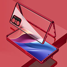 Coque Rebord Bumper Luxe Aluminum Metal Miroir 360 Degres Housse Etui Aimant pour Xiaomi Mi 11X 5G Rouge