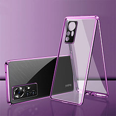 Coque Rebord Bumper Luxe Aluminum Metal Miroir 360 Degres Housse Etui Aimant pour Xiaomi Mi 12 5G Violet