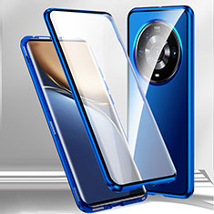 Coque Rebord Bumper Luxe Aluminum Metal Miroir 360 Degres Housse Etui Aimant pour Xiaomi Mi 12 Ultra 5G Bleu