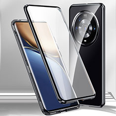 Coque Rebord Bumper Luxe Aluminum Metal Miroir 360 Degres Housse Etui Aimant pour Xiaomi Mi 12 Ultra 5G Noir