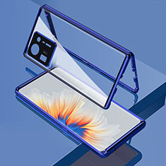 Coque Rebord Bumper Luxe Aluminum Metal Miroir 360 Degres Housse Etui Aimant pour Xiaomi Mi Mix 4 5G Bleu