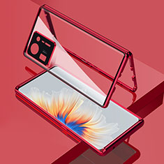 Coque Rebord Bumper Luxe Aluminum Metal Miroir 360 Degres Housse Etui Aimant pour Xiaomi Mi Mix 4 5G Rouge
