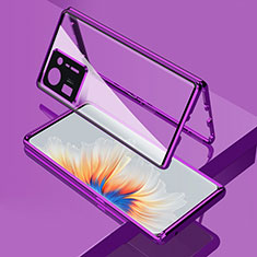 Coque Rebord Bumper Luxe Aluminum Metal Miroir 360 Degres Housse Etui Aimant pour Xiaomi Mi Mix 4 5G Violet
