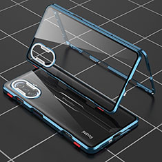 Coque Rebord Bumper Luxe Aluminum Metal Miroir 360 Degres Housse Etui Aimant pour Xiaomi Poco F3 GT 5G Bleu