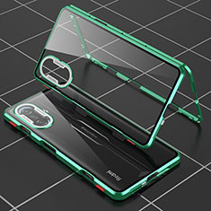 Coque Rebord Bumper Luxe Aluminum Metal Miroir 360 Degres Housse Etui Aimant pour Xiaomi Poco F3 GT 5G Vert
