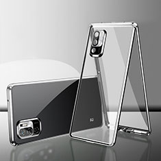 Coque Rebord Bumper Luxe Aluminum Metal Miroir 360 Degres Housse Etui Aimant pour Xiaomi POCO M3 Pro 5G Argent