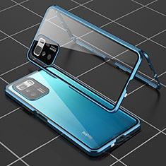 Coque Rebord Bumper Luxe Aluminum Metal Miroir 360 Degres Housse Etui Aimant pour Xiaomi Poco X3 GT 5G Bleu