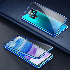 Coque Rebord Bumper Luxe Aluminum Metal Miroir 360 Degres Housse Etui Aimant pour Xiaomi Redmi 10X 5G Bleu