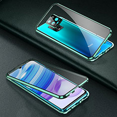 Coque Rebord Bumper Luxe Aluminum Metal Miroir 360 Degres Housse Etui Aimant pour Xiaomi Redmi 10X 5G Vert