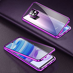 Coque Rebord Bumper Luxe Aluminum Metal Miroir 360 Degres Housse Etui Aimant pour Xiaomi Redmi 10X 5G Violet
