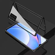 Coque Rebord Bumper Luxe Aluminum Metal Miroir 360 Degres Housse Etui Aimant pour Xiaomi Redmi 9T 4G Noir