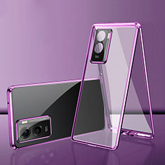 Coque Rebord Bumper Luxe Aluminum Metal Miroir 360 Degres Housse Etui Aimant pour Xiaomi Redmi A2 Plus Violet