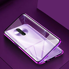 Coque Rebord Bumper Luxe Aluminum Metal Miroir 360 Degres Housse Etui Aimant pour Xiaomi Redmi K30 5G Violet