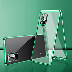Coque Rebord Bumper Luxe Aluminum Metal Miroir 360 Degres Housse Etui Aimant pour Xiaomi Redmi Note 10 5G Vert