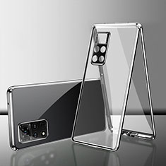 Coque Rebord Bumper Luxe Aluminum Metal Miroir 360 Degres Housse Etui Aimant pour Xiaomi Redmi Note 11 4G (2022) Argent