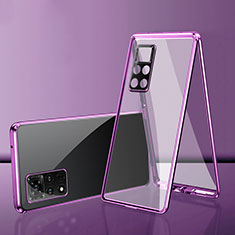 Coque Rebord Bumper Luxe Aluminum Metal Miroir 360 Degres Housse Etui Aimant pour Xiaomi Redmi Note 11 4G (2022) Violet