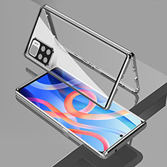 Coque Rebord Bumper Luxe Aluminum Metal Miroir 360 Degres Housse Etui Aimant pour Xiaomi Redmi Note 11 5G Argent