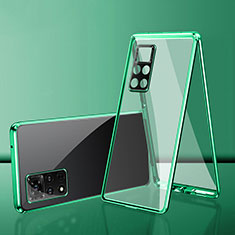 Coque Rebord Bumper Luxe Aluminum Metal Miroir 360 Degres Housse Etui Aimant pour Xiaomi Redmi Note 11S 4G Vert