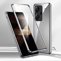 Coque Rebord Bumper Luxe Aluminum Metal Miroir 360 Degres Housse Etui Aimant pour Xiaomi Redmi Note 13 Pro+ Plus 5G Argent