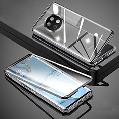 Coque Rebord Bumper Luxe Aluminum Metal Miroir 360 Degres Housse Etui Aimant pour Xiaomi Redmi Note 9T 5G Noir