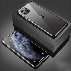 Coque Rebord Bumper Luxe Aluminum Metal Miroir 360 Degres Housse Etui Aimant T01 pour Apple iPhone 11 Pro Noir