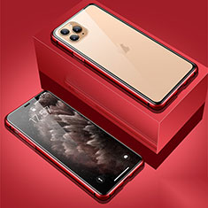 Coque Rebord Bumper Luxe Aluminum Metal Miroir 360 Degres Housse Etui Aimant T01 pour Apple iPhone 11 Pro Rouge