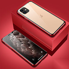 Coque Rebord Bumper Luxe Aluminum Metal Miroir 360 Degres Housse Etui Aimant T01 pour Apple iPhone 11 Rouge
