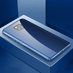 Coque Rebord Bumper Luxe Aluminum Metal Miroir 360 Degres Housse Etui Aimant T01 pour Huawei Mate 20 Pro Bleu