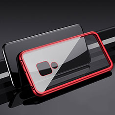 Coque Rebord Bumper Luxe Aluminum Metal Miroir 360 Degres Housse Etui Aimant T01 pour Huawei Mate 20 Rouge
