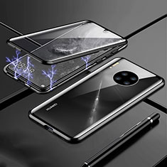 Coque Rebord Bumper Luxe Aluminum Metal Miroir 360 Degres Housse Etui Aimant T01 pour Huawei Mate 30 5G Noir