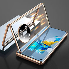 Coque Rebord Bumper Luxe Aluminum Metal Miroir 360 Degres Housse Etui Aimant T01 pour Huawei Mate 40 Or