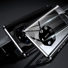 Coque Rebord Bumper Luxe Aluminum Metal Miroir 360 Degres Housse Etui Aimant T01 pour Huawei Mate 40 RS Noir