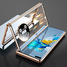 Coque Rebord Bumper Luxe Aluminum Metal Miroir 360 Degres Housse Etui Aimant T01 pour Huawei Mate 40E Pro 4G Or